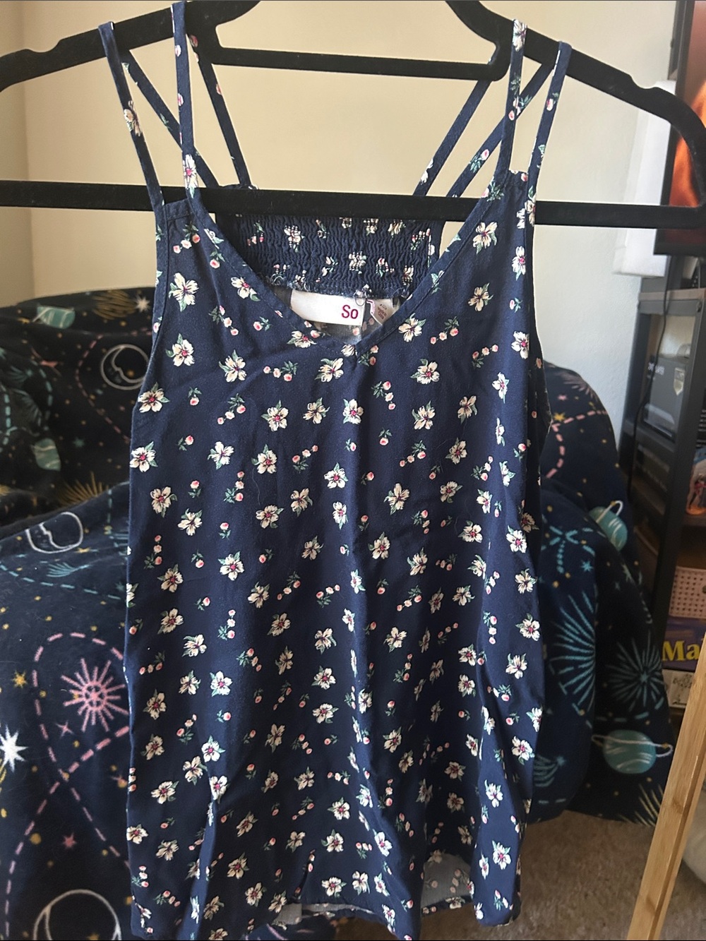 SO Navy Floral Double-Strap Cami